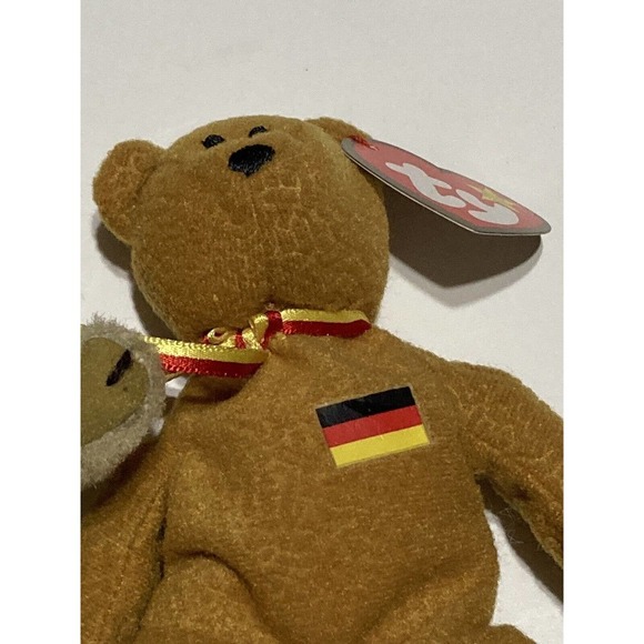 Miniature Teddy Bear, Jointed, Light Brown And Ty Beanie Germanic The Bear - Picture 4 of 9